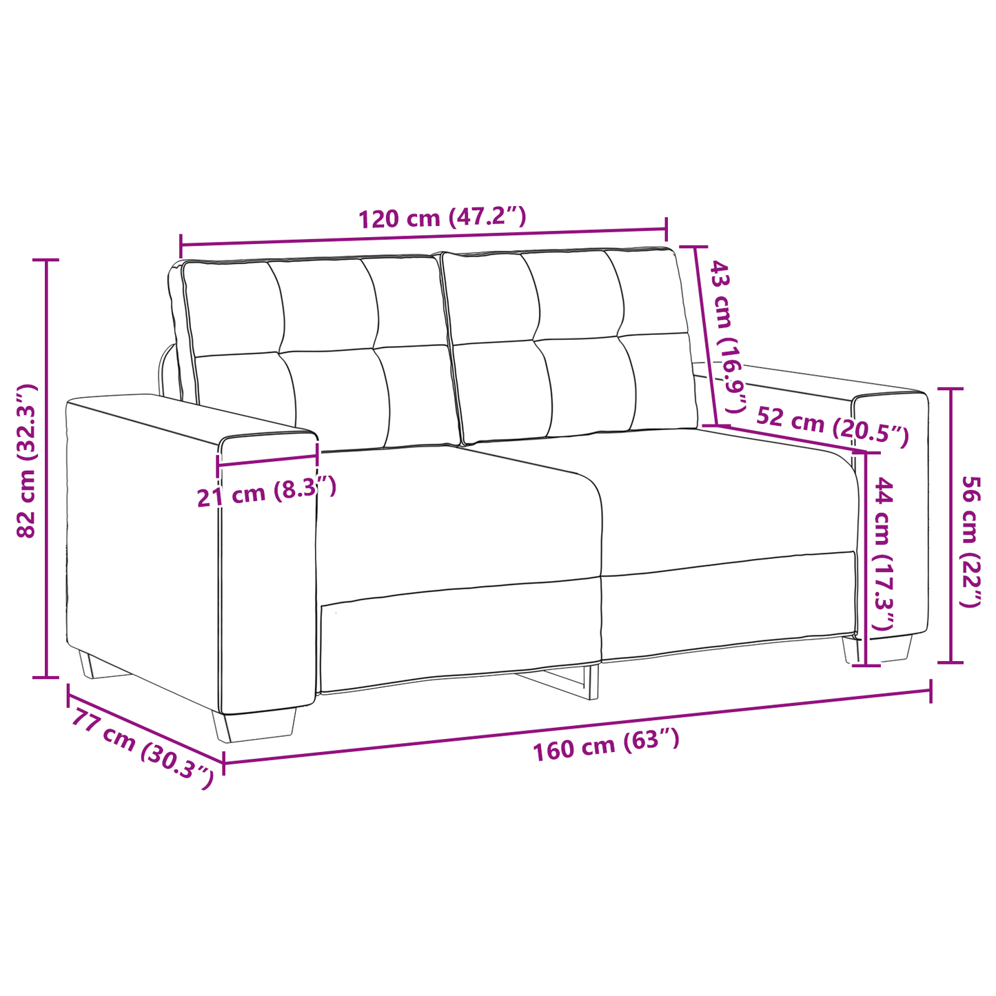 Sofa Set mit Kissen 2 pcs Weinrot 221 x 78 x 80 cm Stoff