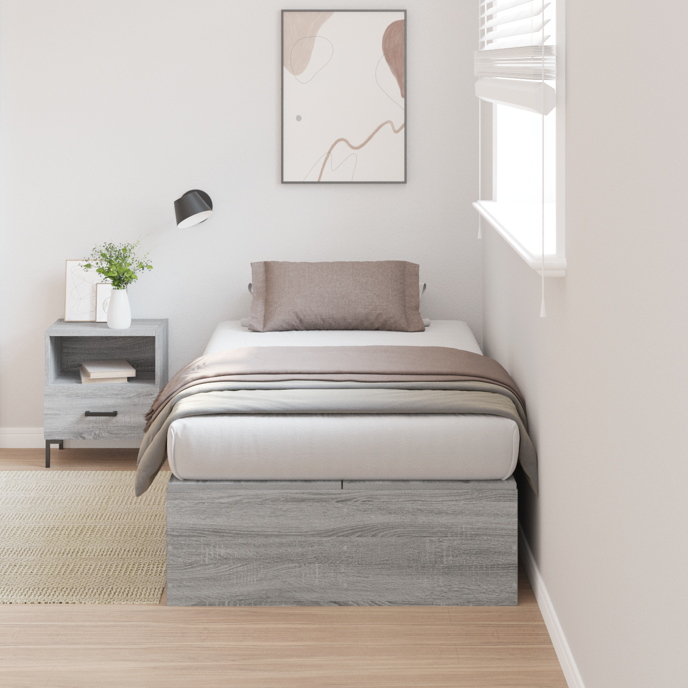 Aufbewahrungsbettgestell Grau Sonoma 80x200 cm