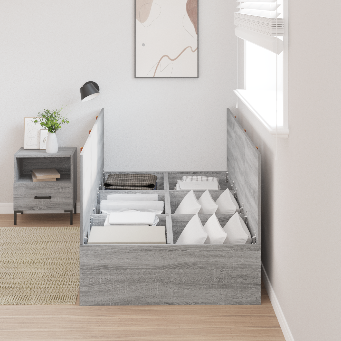 Aufbewahrungsbettgestell Grau Sonoma 80x200 cm