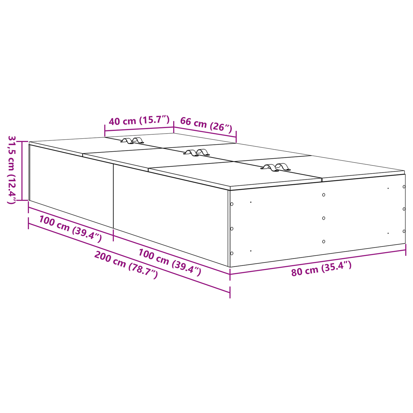 Aufbewahrungsbettgestell Grau Sonoma 80x200 cm