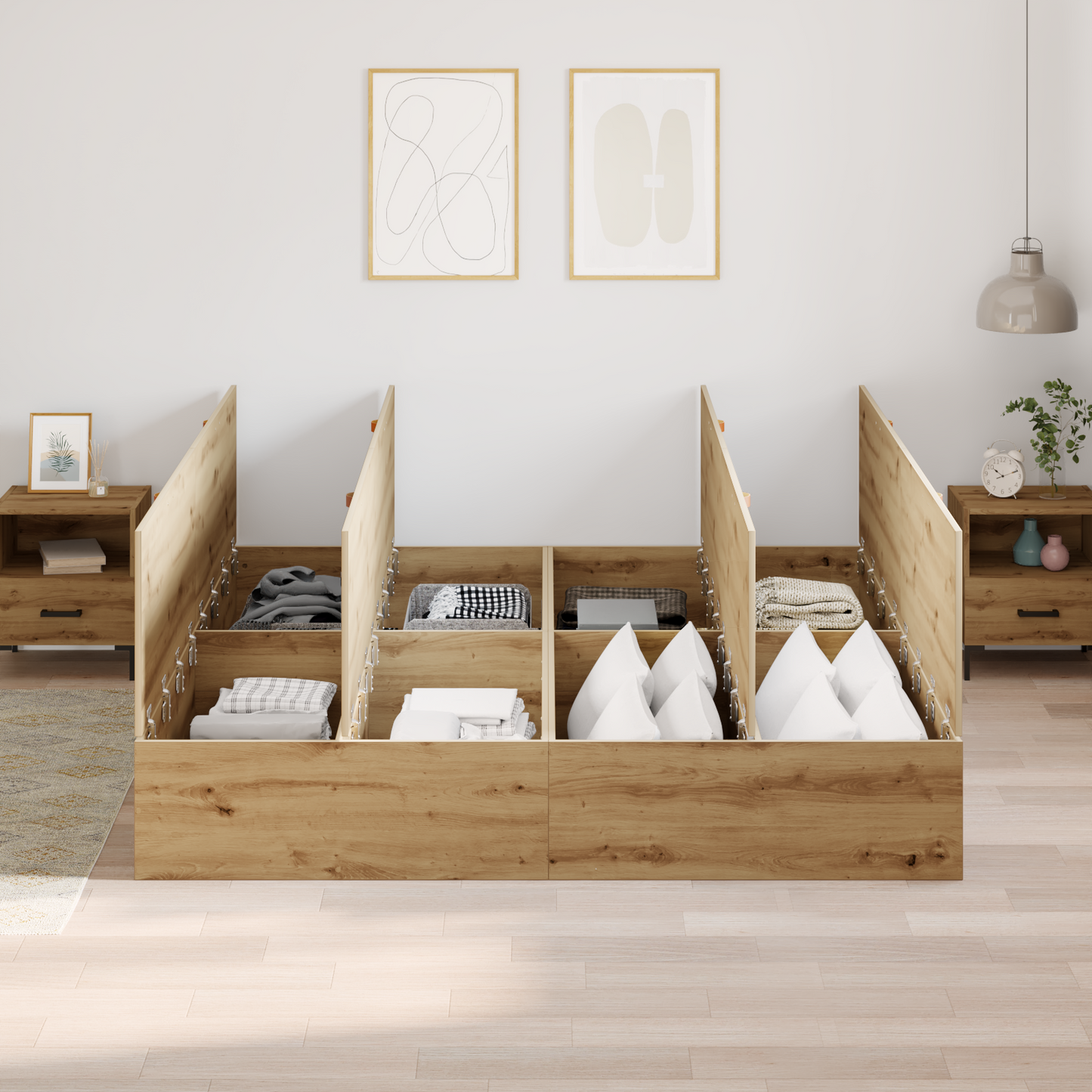 Aufbewahrungsbettgestell Artisan Eiche 200x200 cm