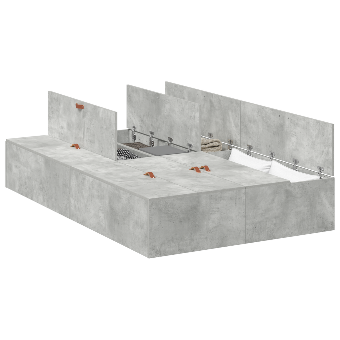 Aufbewahrungsbettgestell Beton Grau 120x190 cm