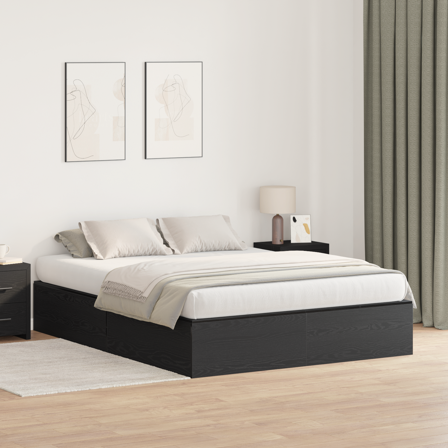 Aufbewahrungsbettgestell Schwarze Eiche 135x190 cm