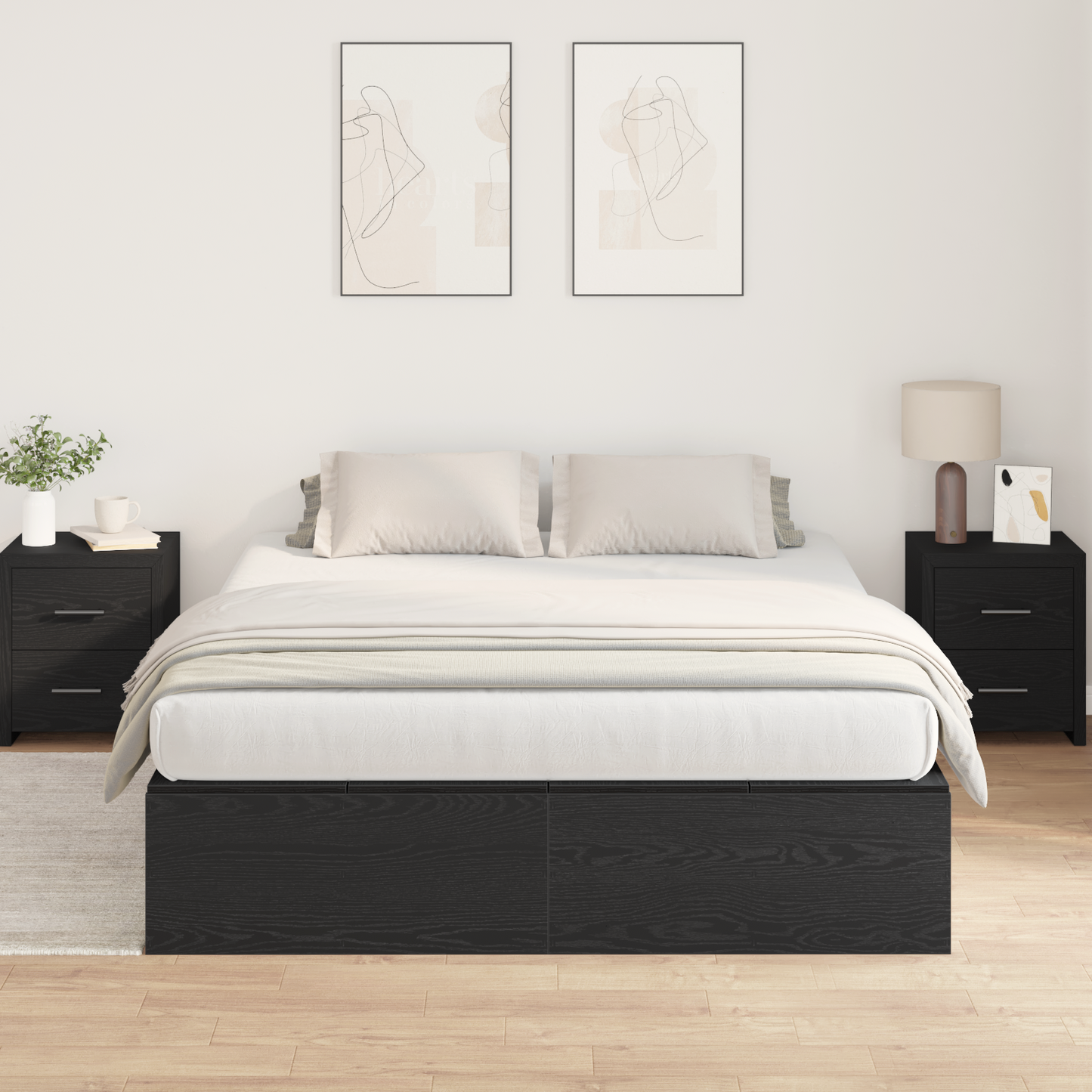 Aufbewahrungsbettgestell Schwarze Eiche 135x190 cm