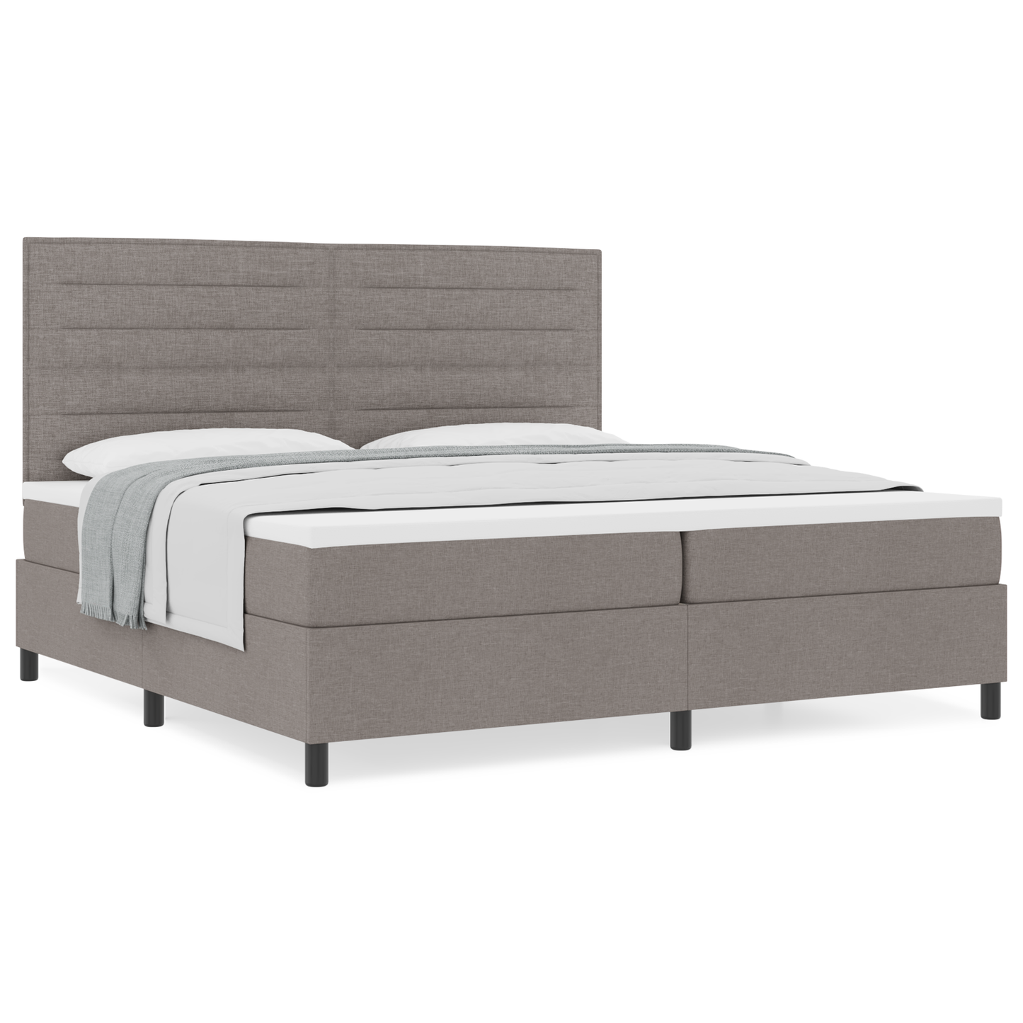 Taupe Boxspringbett mit Matratze 200x200 cm Stoff