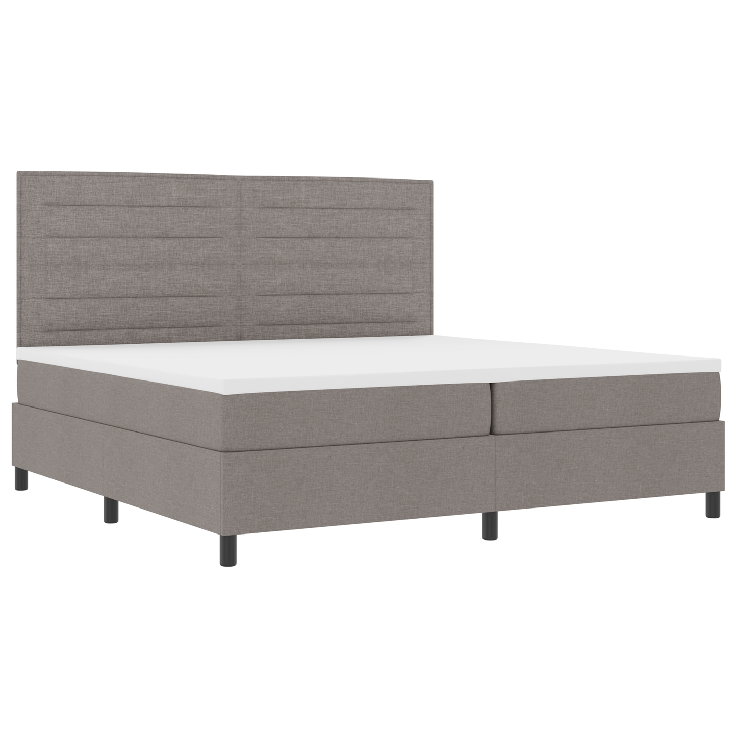 Taupe Boxspringbett mit Matratze 200x200 cm Stoff