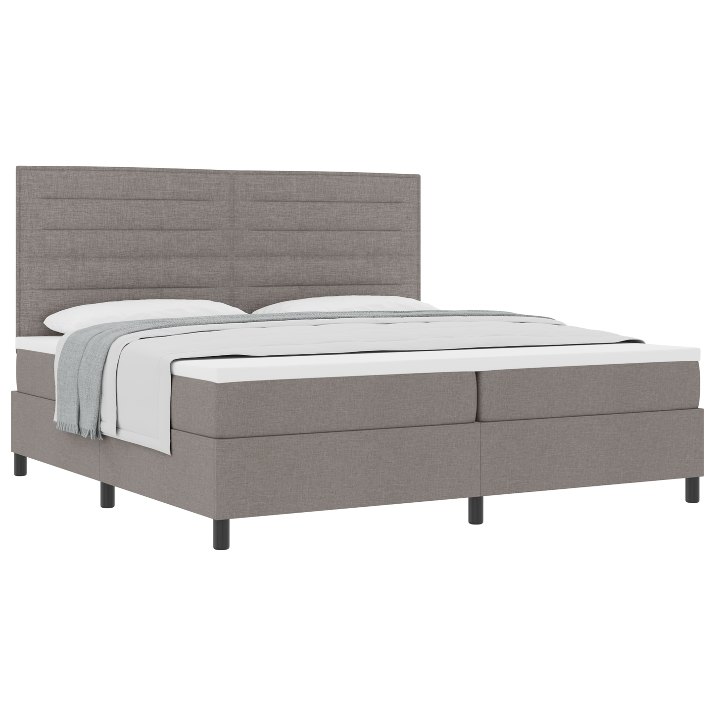 Taupe Boxspringbett mit Matratze 200x200 cm Stoff