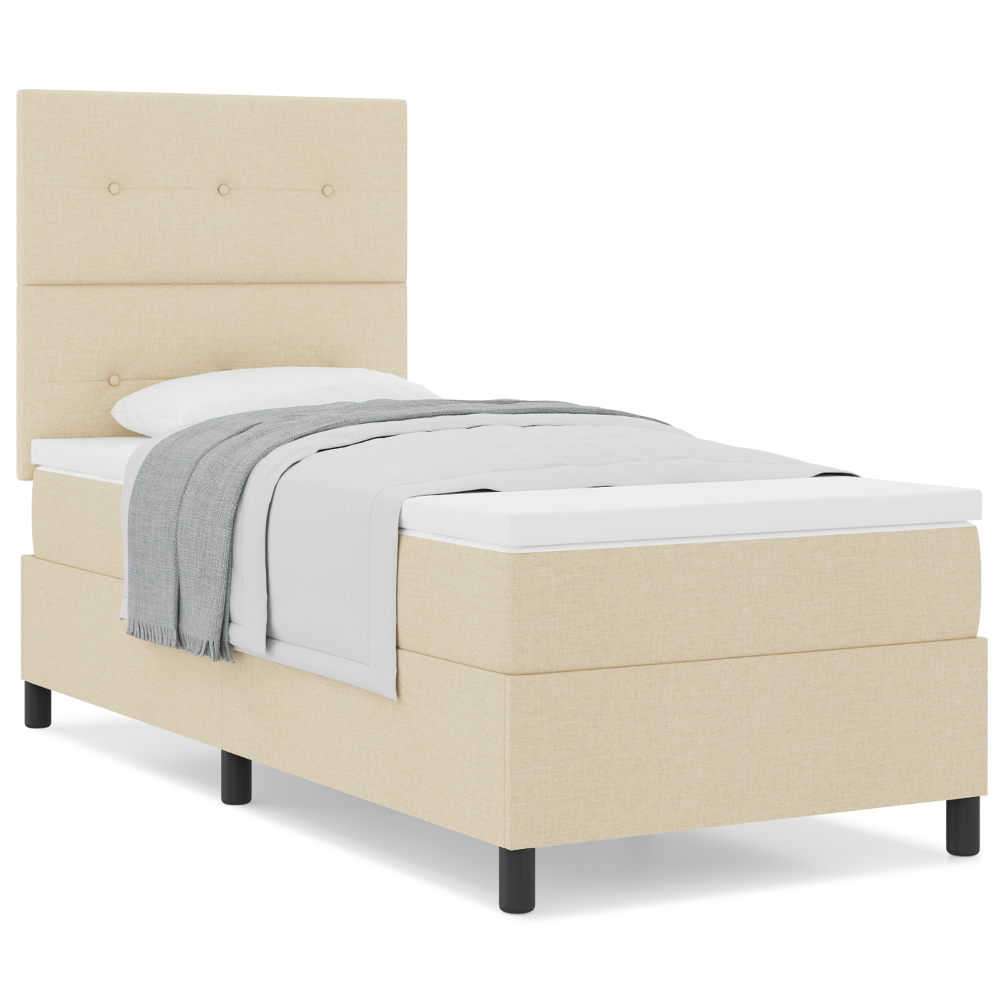 Cremefarbenes Boxspringbett mit Matratze 80x200 cm Stoff
