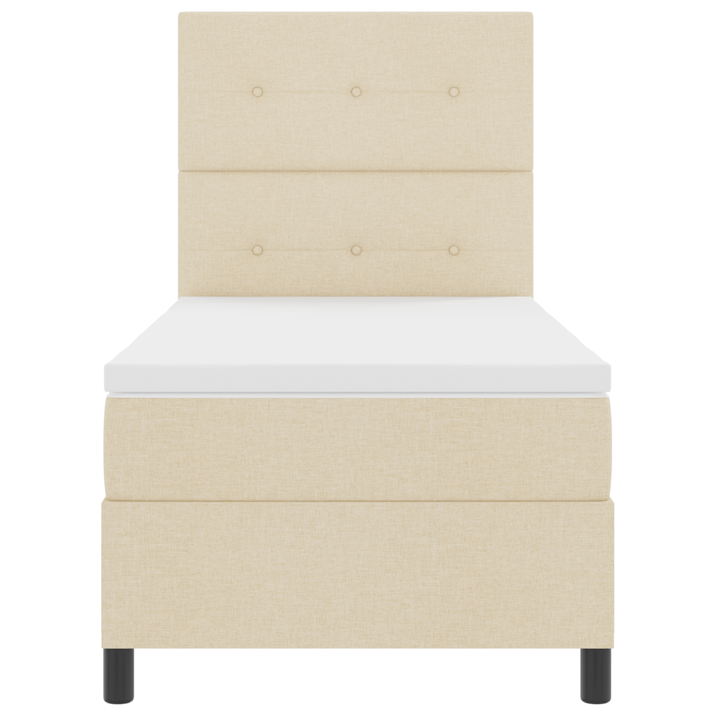Cremefarbenes Boxspringbett mit Matratze 80x200 cm Stoff