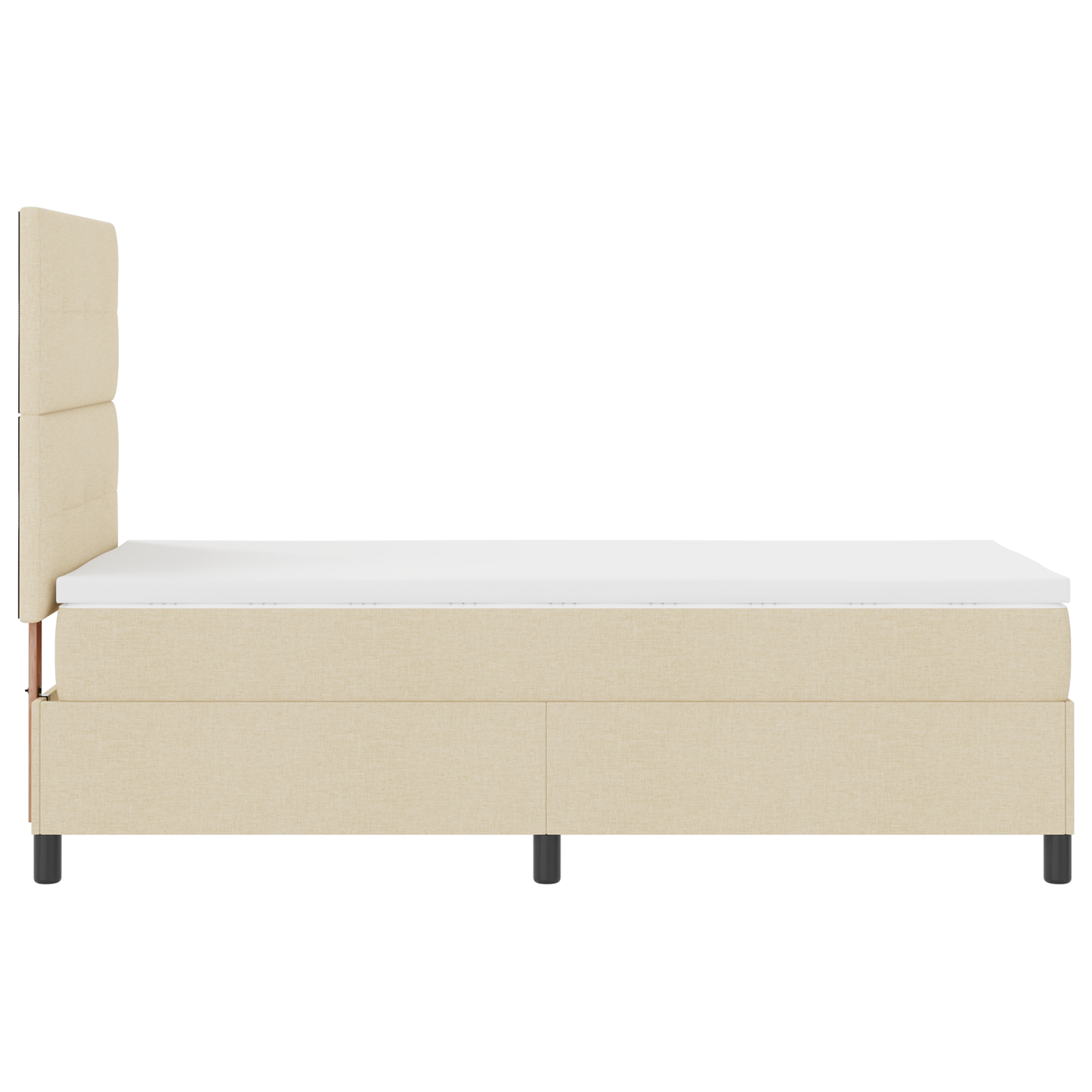 Cremefarbenes Boxspringbett mit Matratze 80x200 cm Stoff