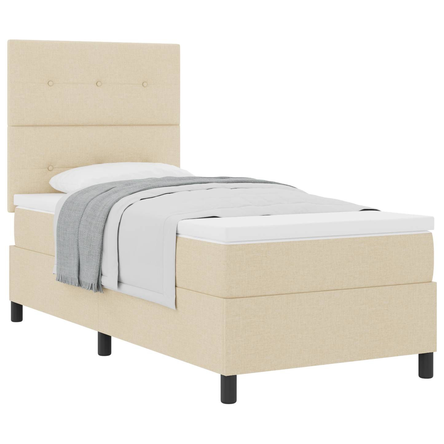 Cremefarbenes Boxspringbett mit Matratze 80x200 cm Stoff