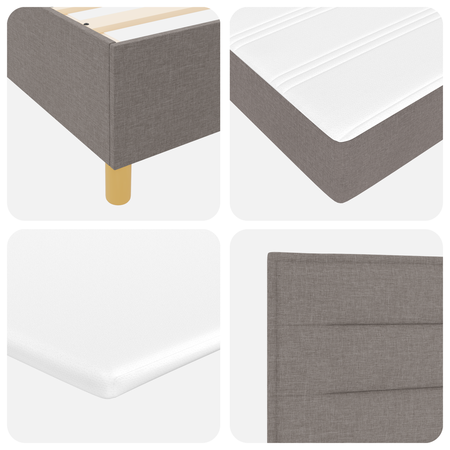 Boxspringbett Taupe mit Matratze 200x200 cm