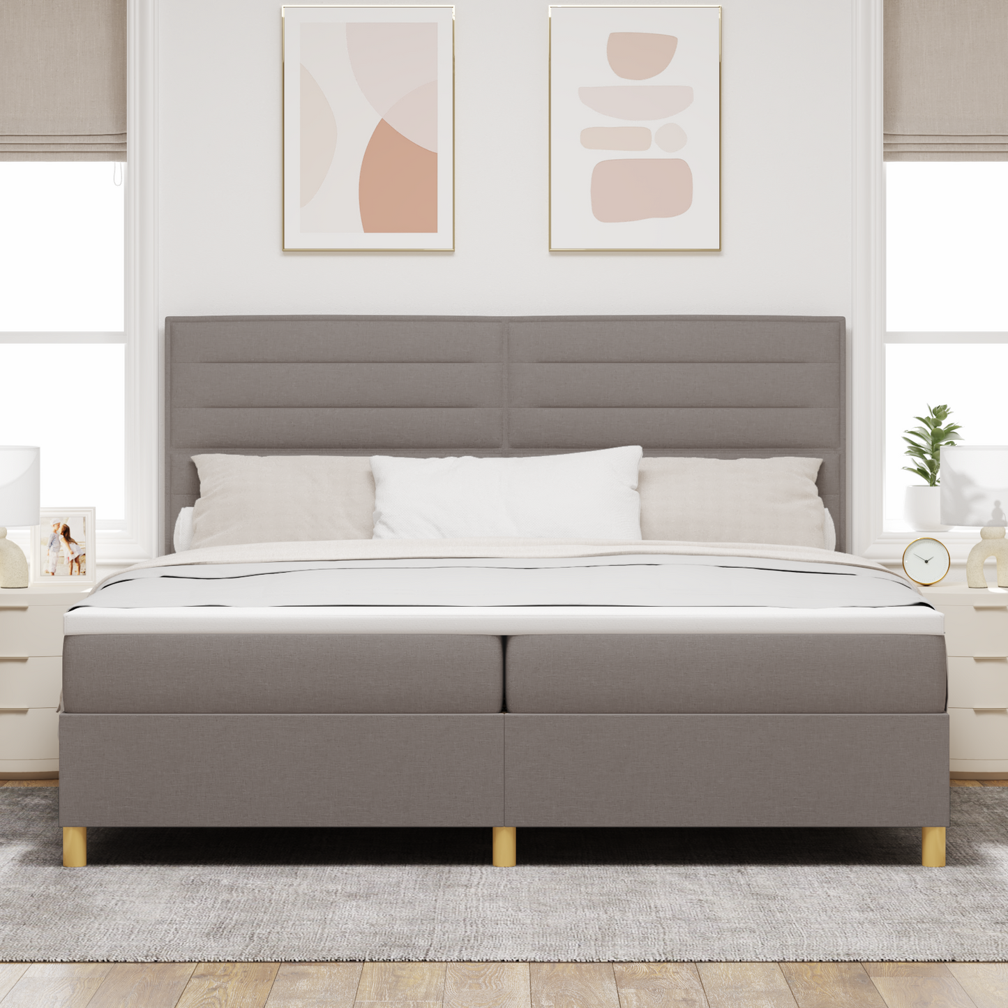 Boxspringbett Taupe mit Matratze 200x200 cm
