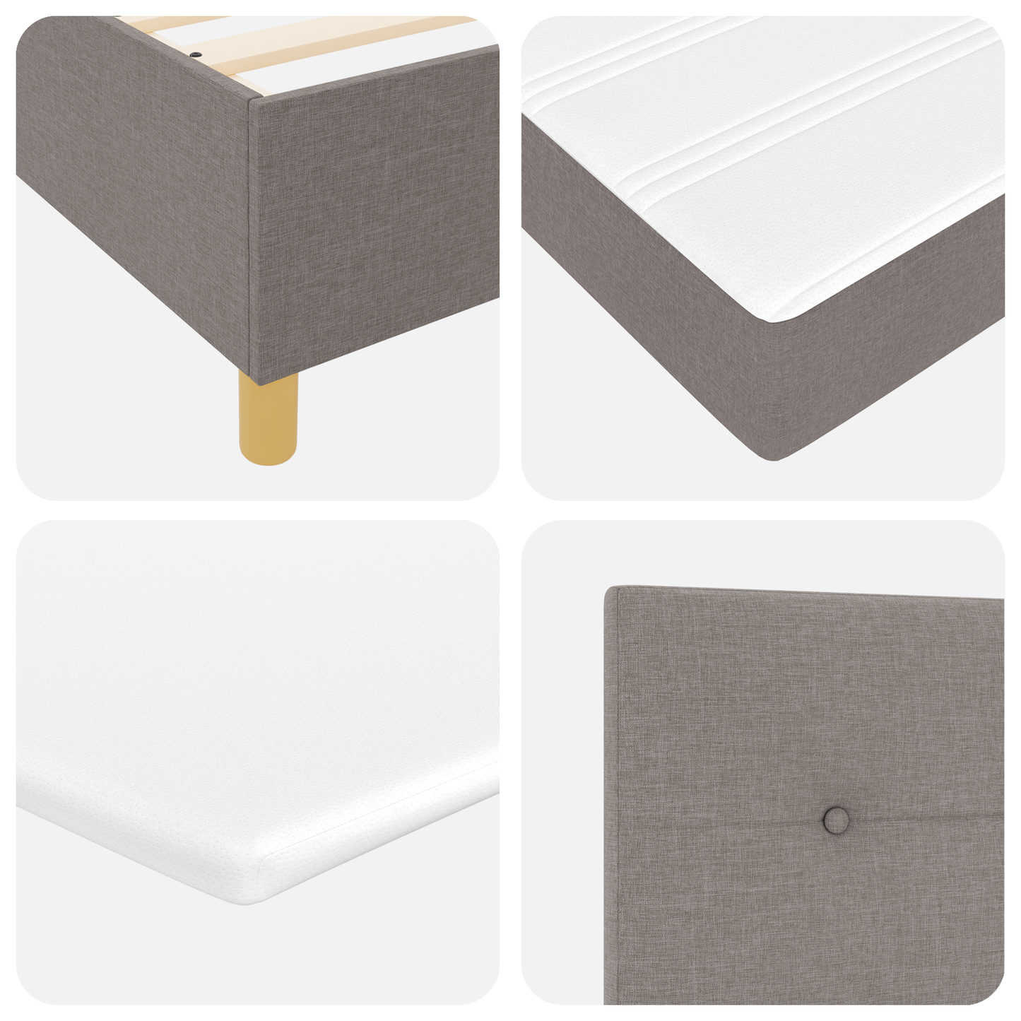 Boxspringbett mit Taupe Matratze 140x200 cm Stoff