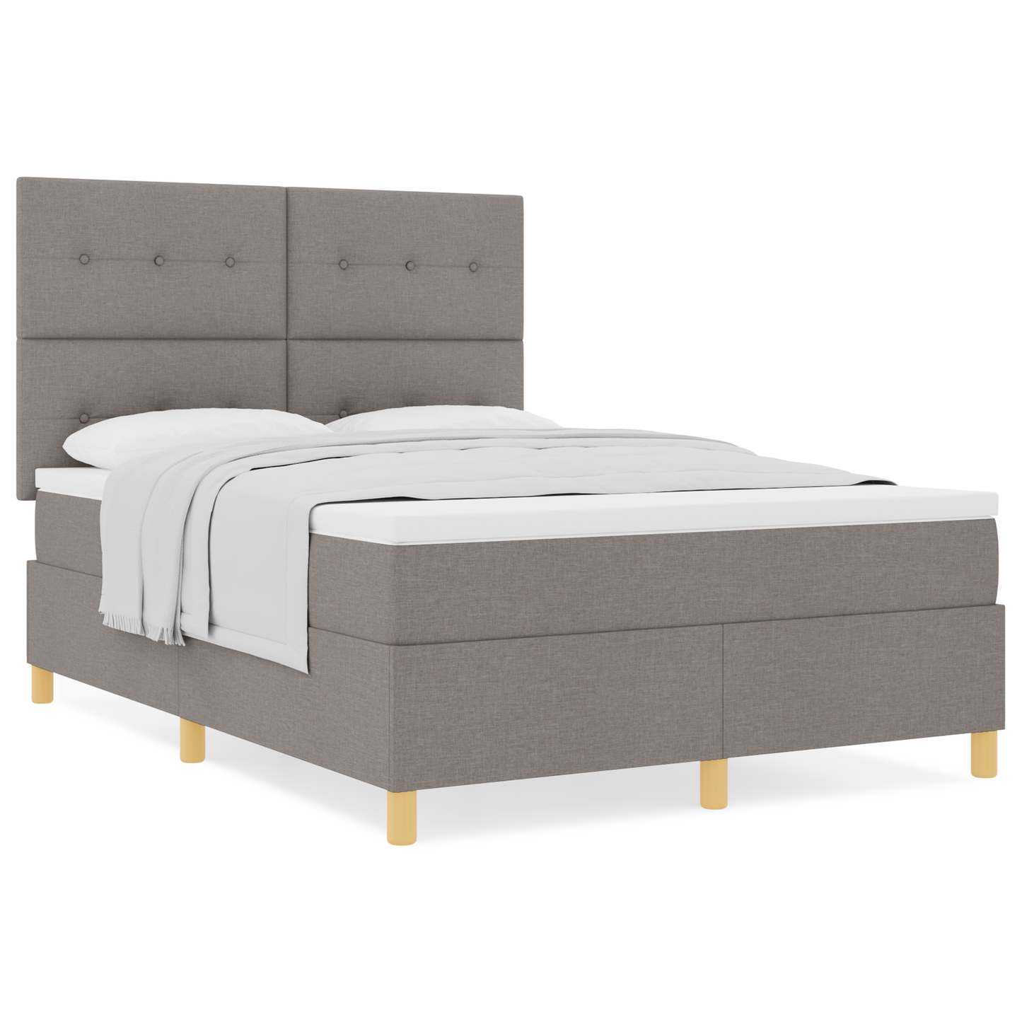Boxspringbett mit Taupe Matratze 140x200 cm Stoff