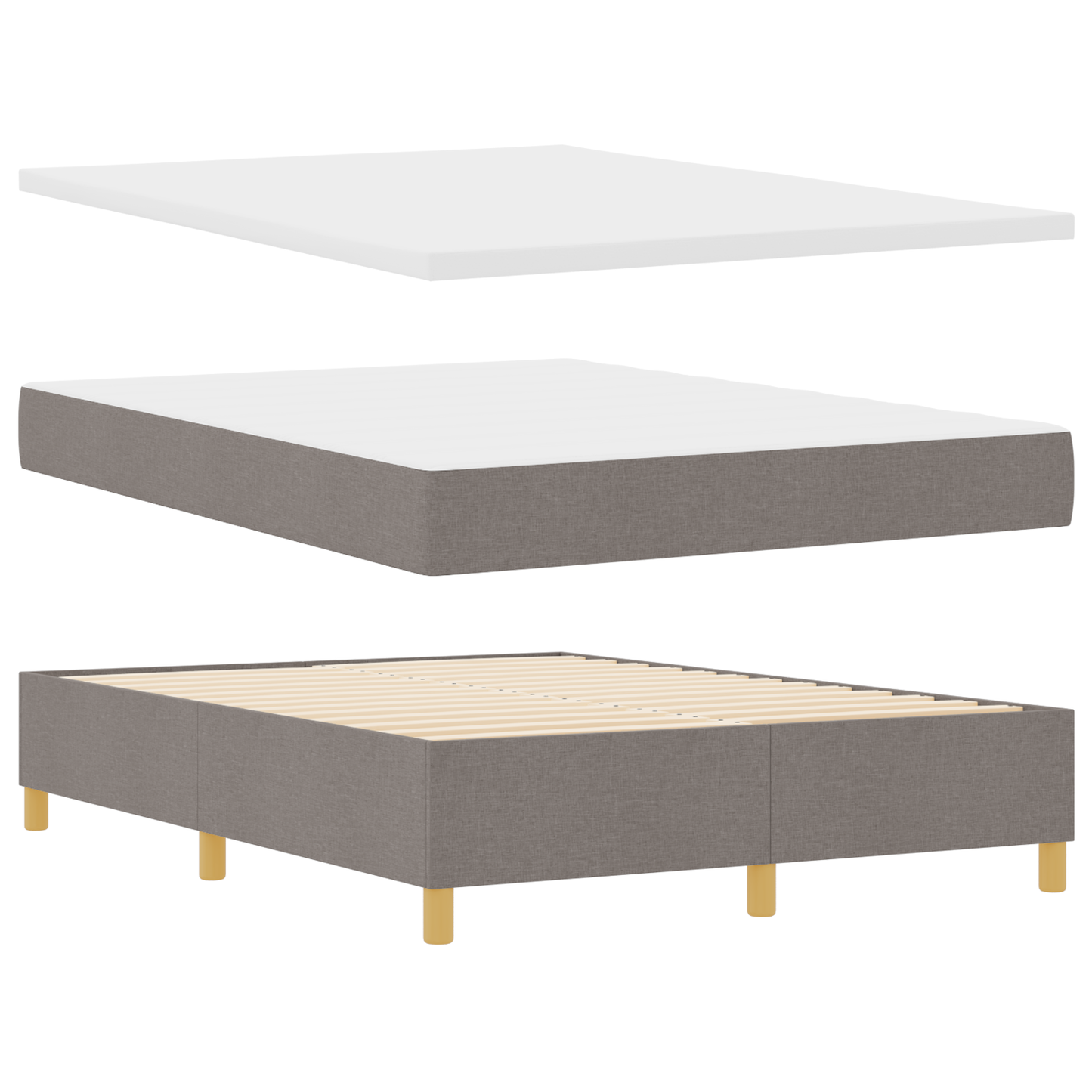 Boxspringbett mit Taupe Matratze 140x200 cm Stoff