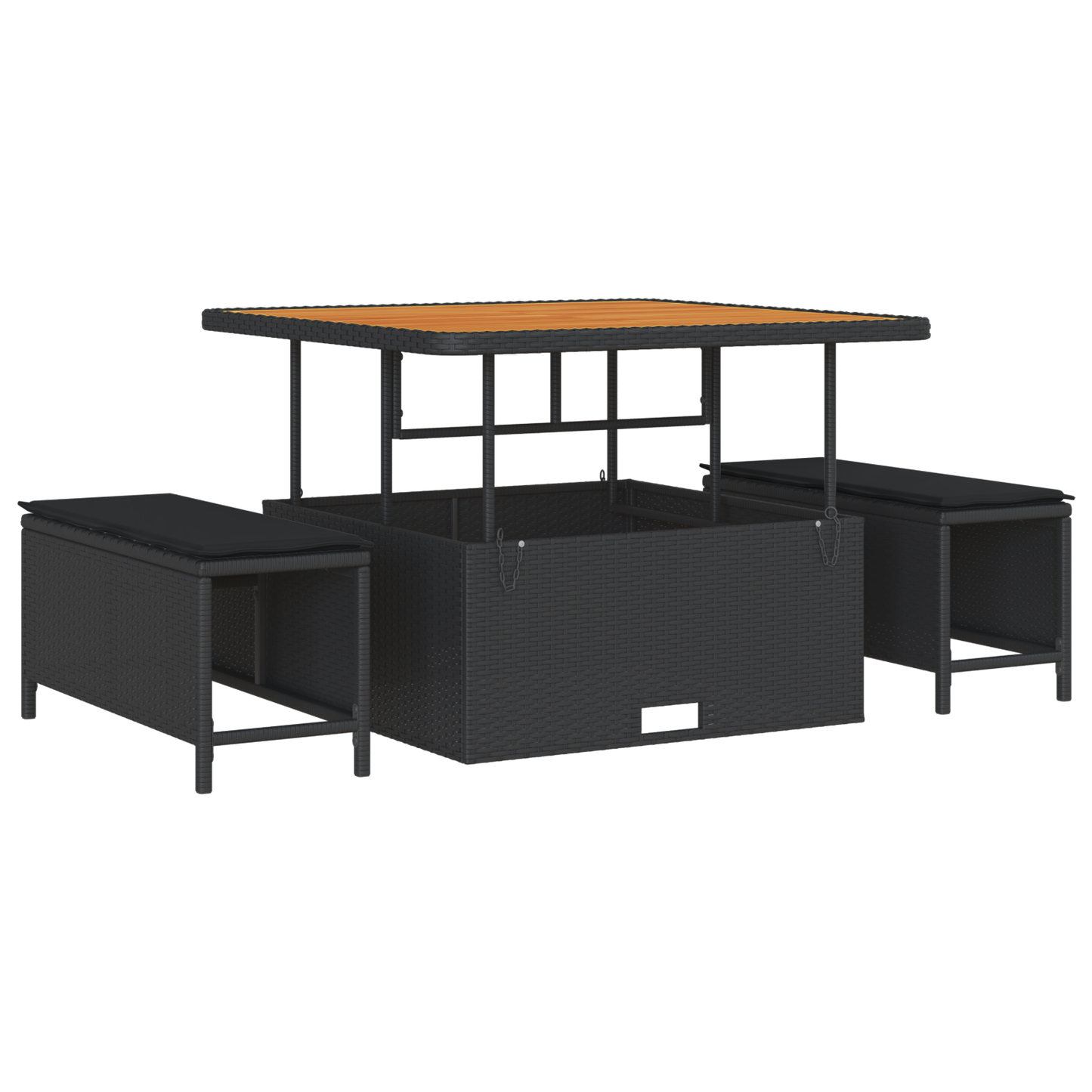 Garten-Sofa-Set mit 12 Teilen und Kissen Schwarz Poly-Rattan Akazie