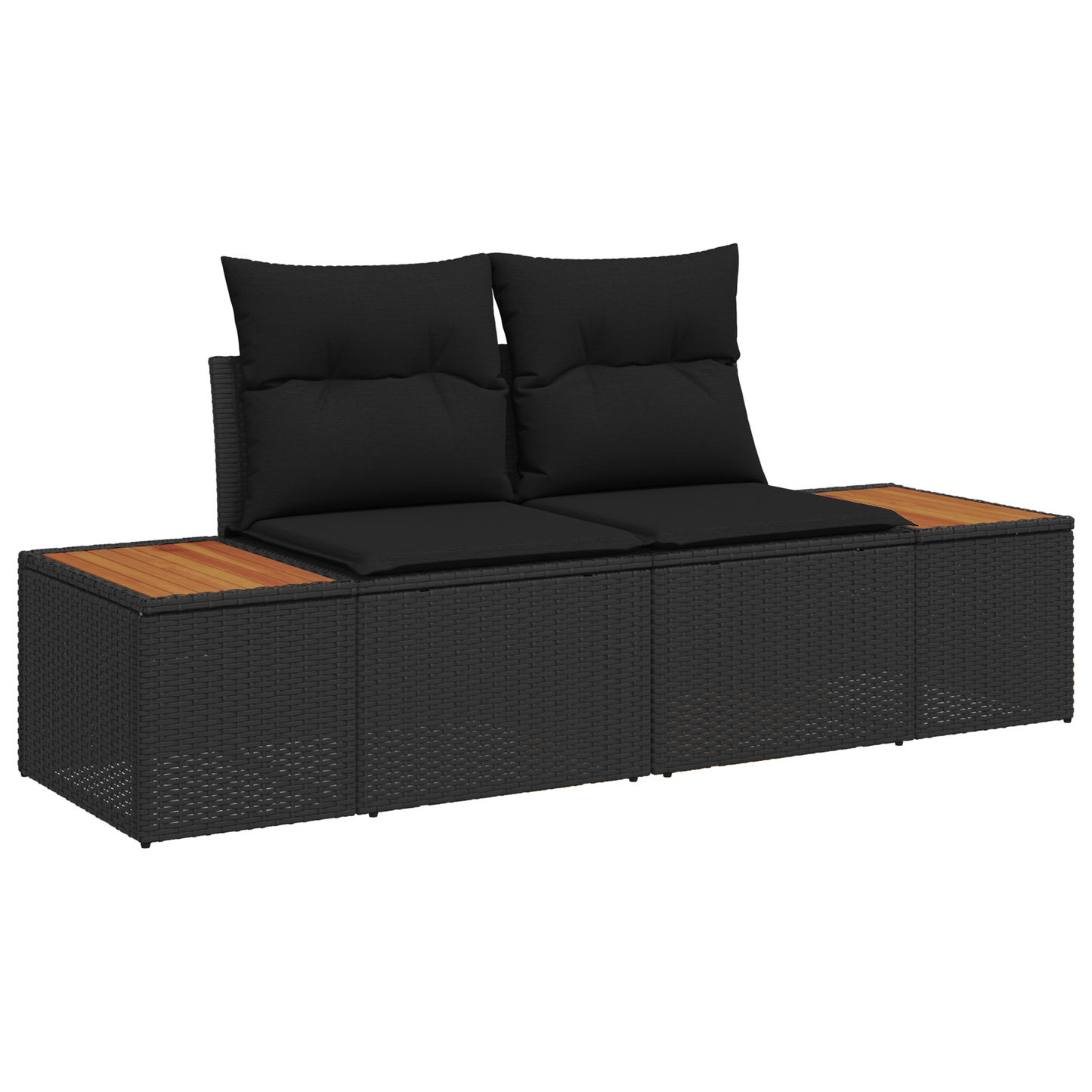 Garten-Sofa-Set mit 12 Teilen und Kissen Schwarz Poly-Rattan Akazie