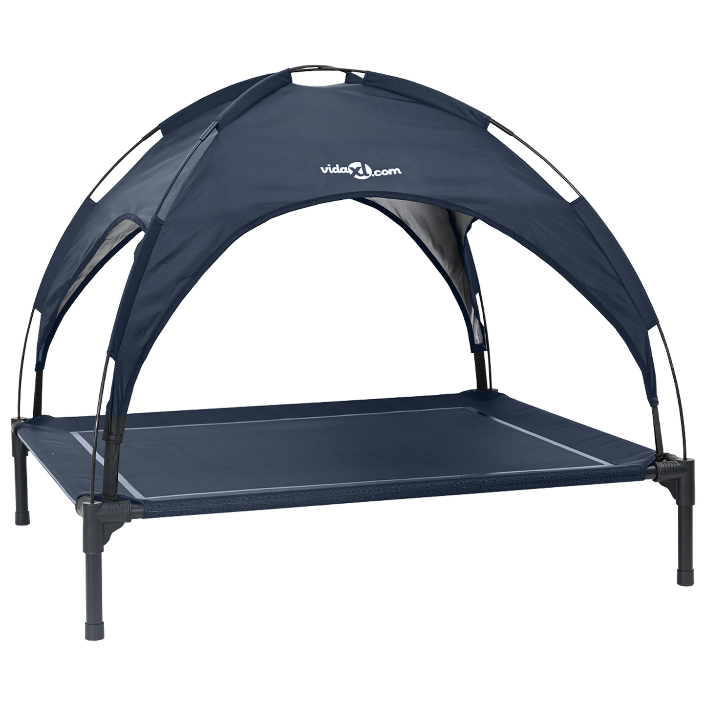 erhöhtes Hundebett mit abnehmbarem Dach Marineblau L Stahl