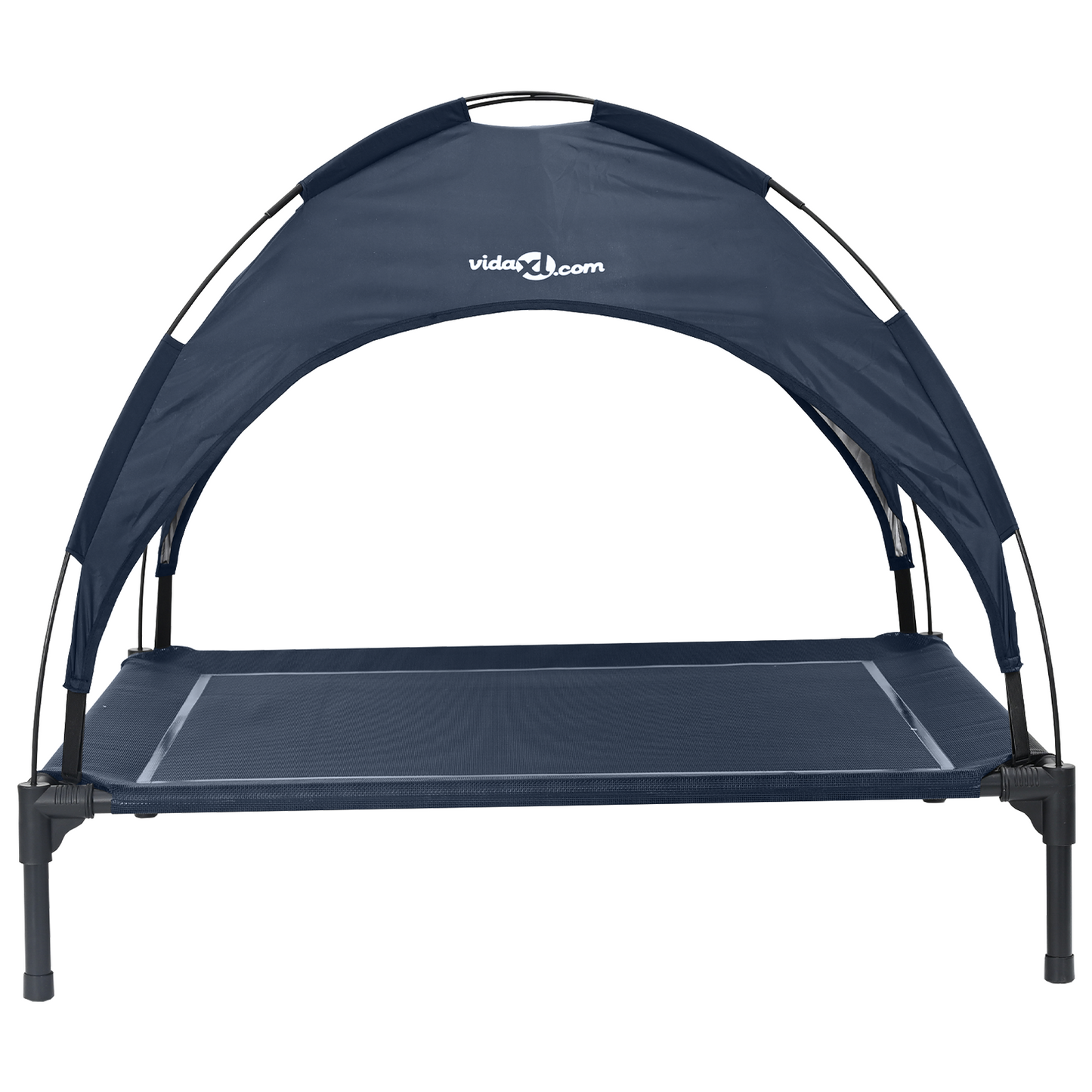 erhöhtes Hundebett mit abnehmbarem Dach Marineblau L Stahl
