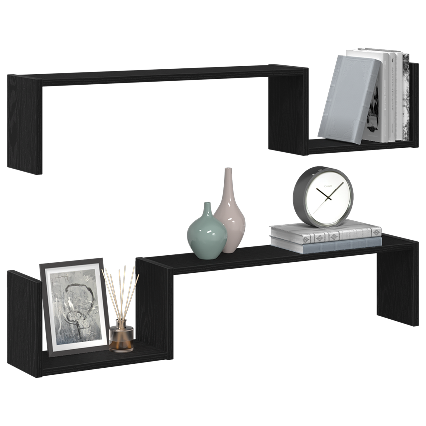 Wandregal 2 pcs Schwarze Eiche 100 x 15 x 20 cm Holzwerkstoff