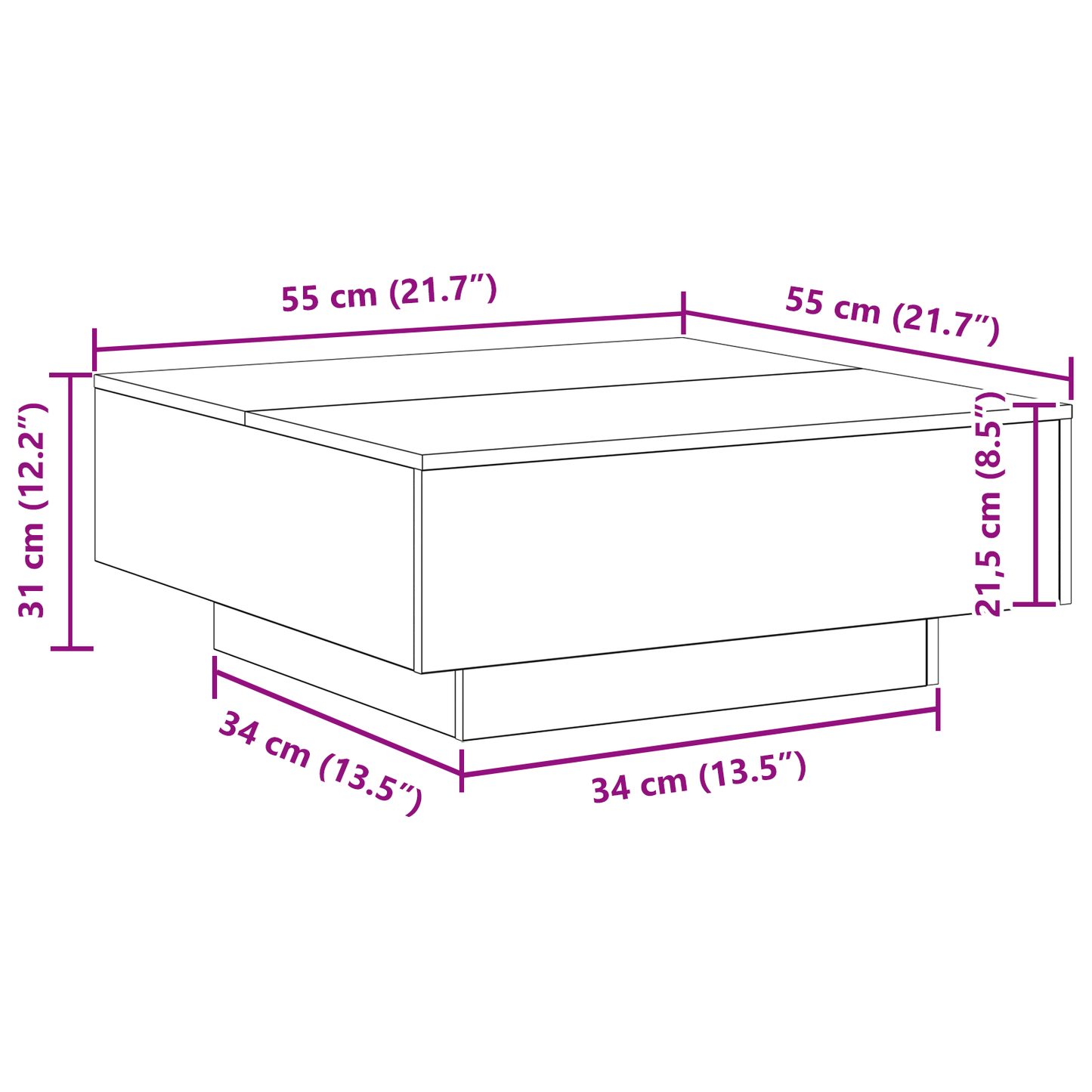 Couchtisch Altes Holz Blau 80 x 80 x 31 cm Holzwerkstoff