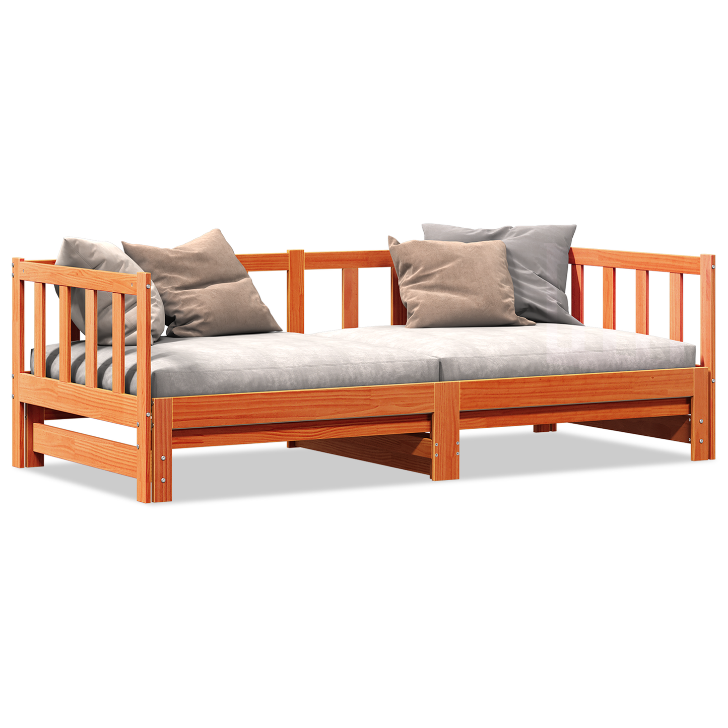 Ausziehbett ohne Matratze Wachs Braun 2x(90x190) cm