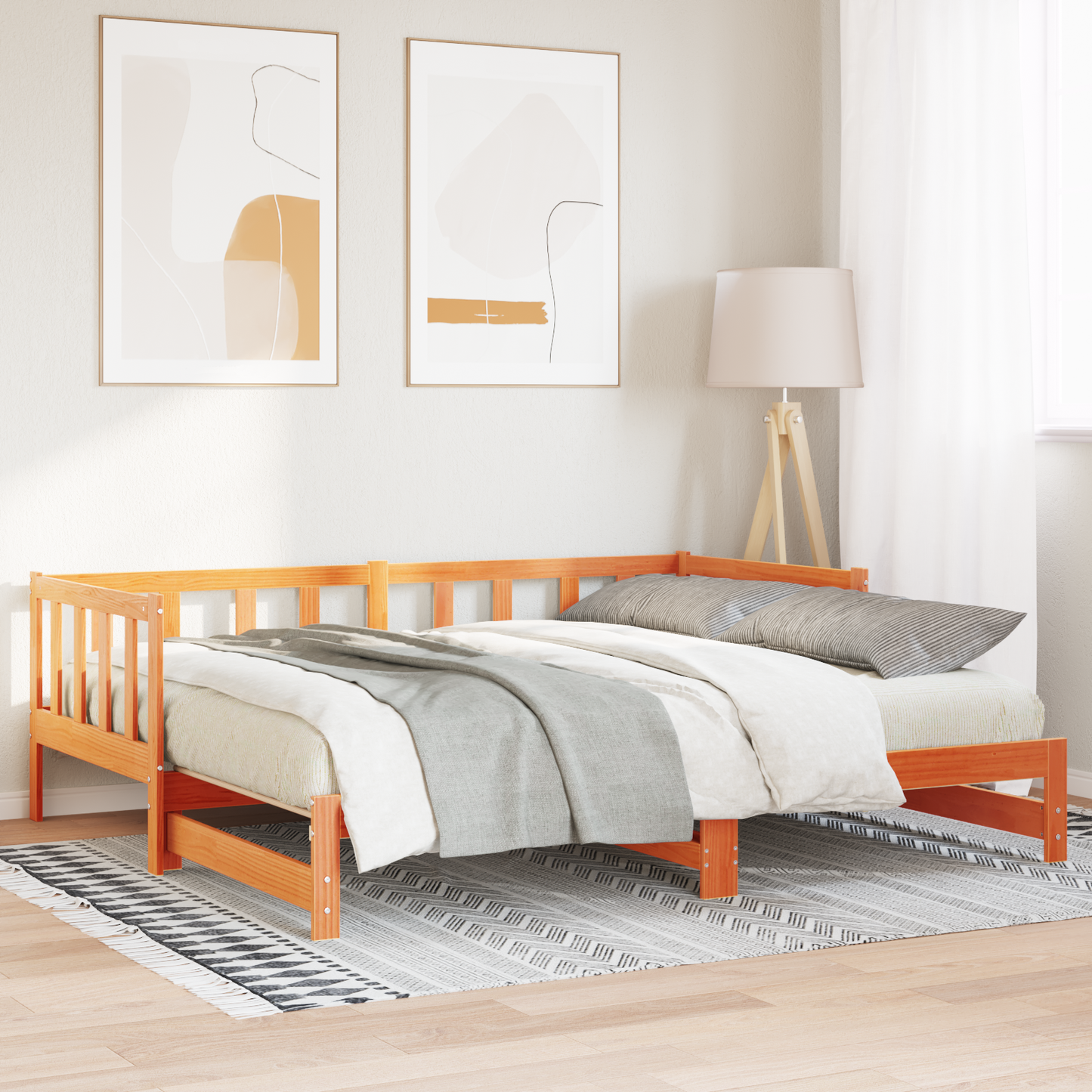 Ausziehbett ohne Matratze Wachs Braun 2x(90x190) cm