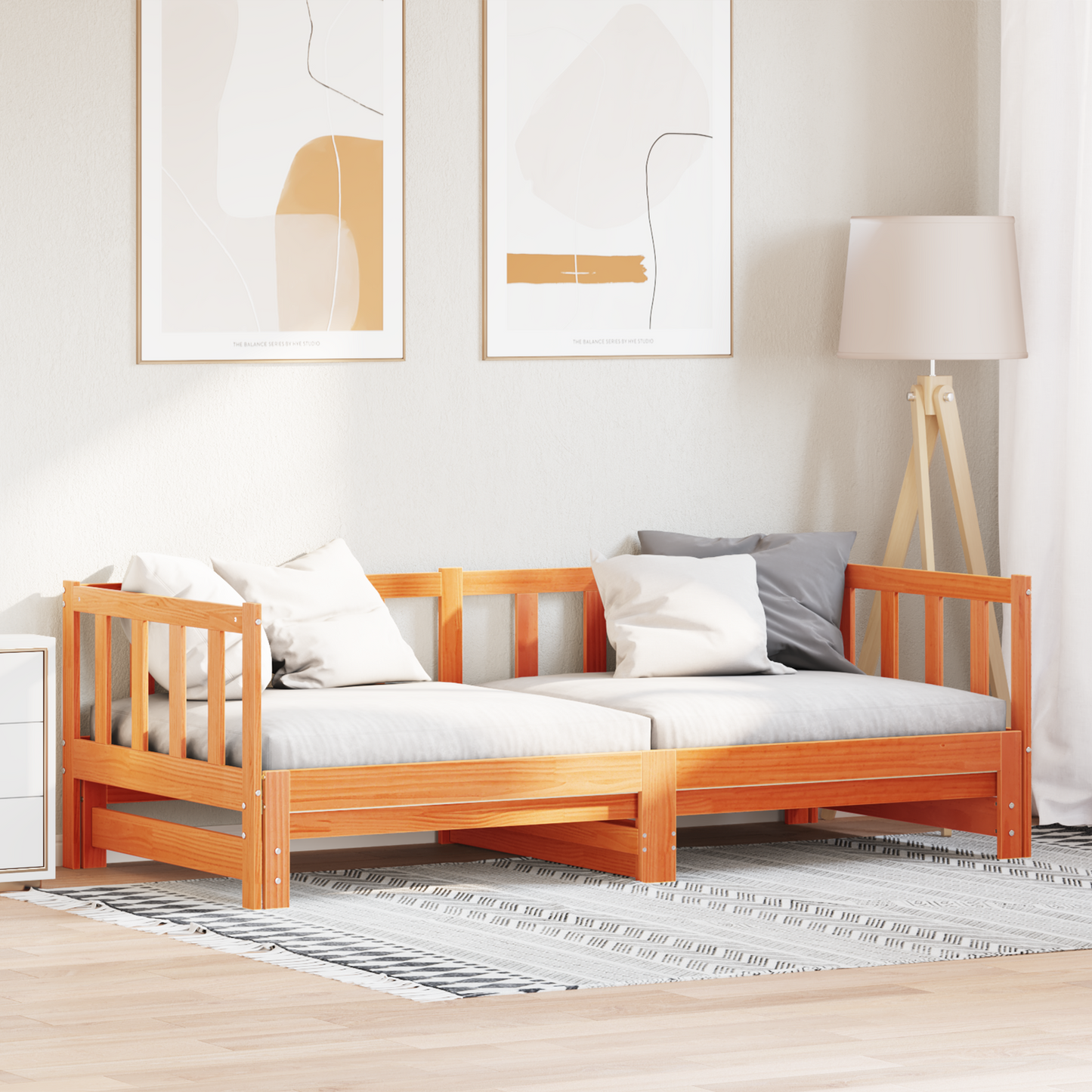 Ausziehbett ohne Matratze Wachs Braun 2x(90x190) cm