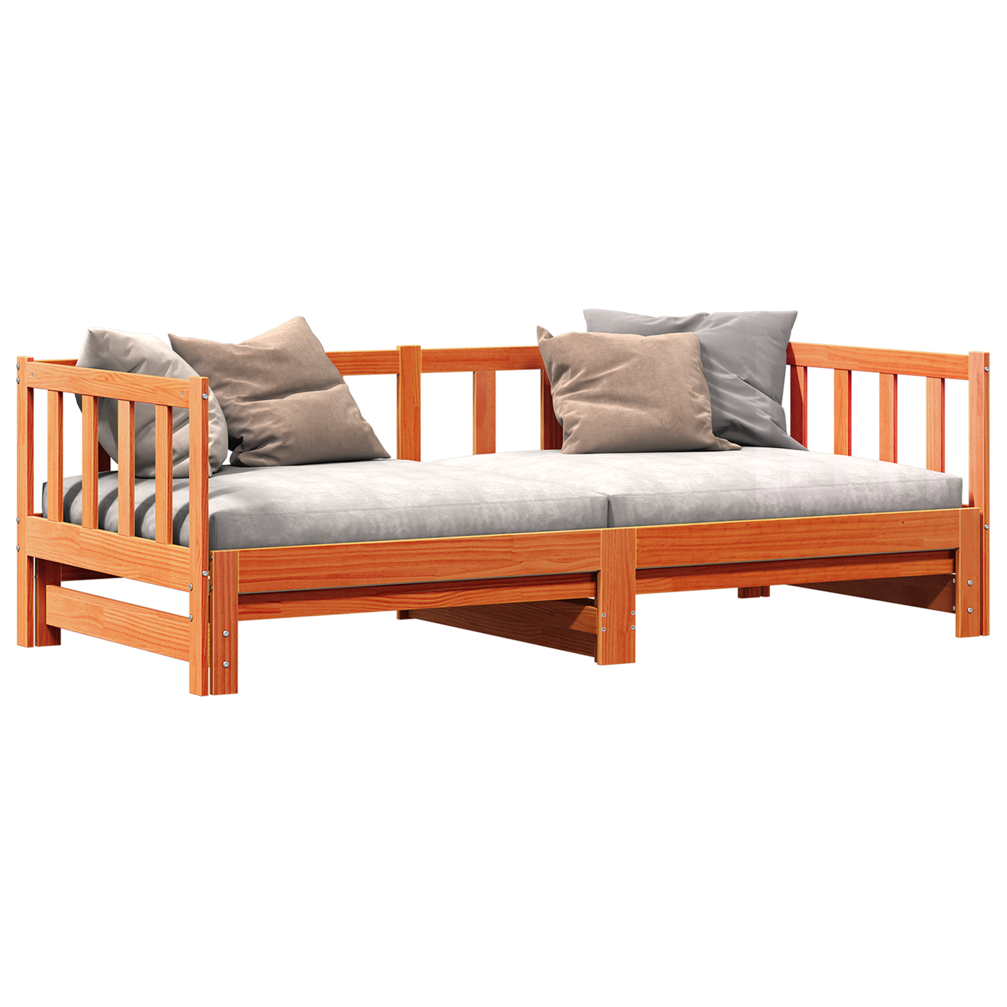 Ausziehbett ohne Matratze Wachs Braun 2x(90x190) cm