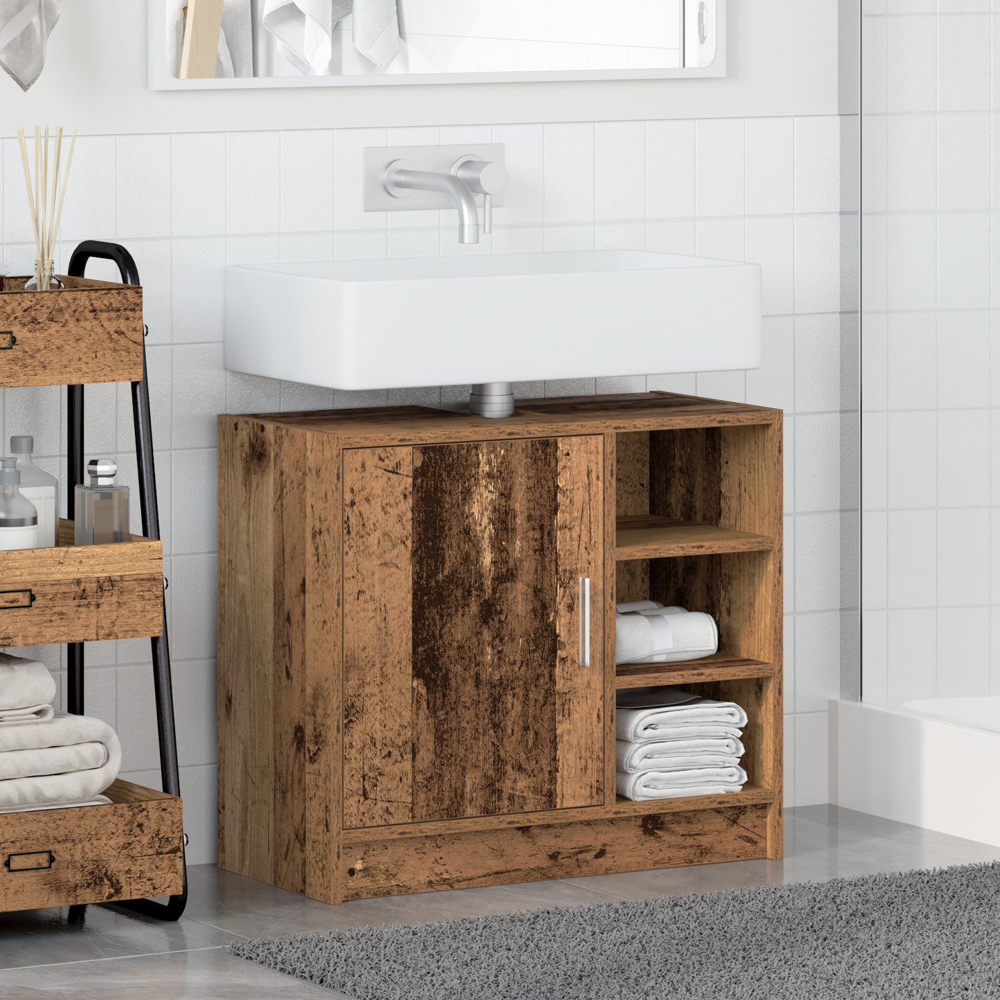 Waschtisch-Schrank Altholz 63x29x55 cm Massivholz