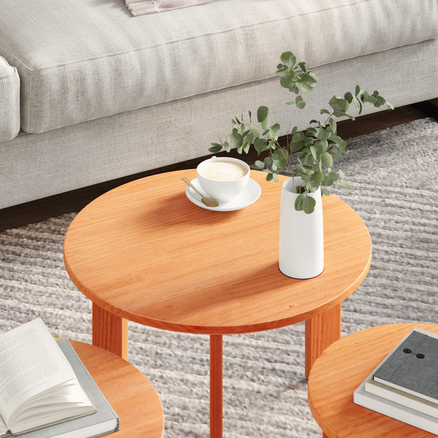 Couchtisch 3 pcs Wachsbraun 47,5 x 47,5 x 27 cm