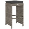 Garten-Barhocker mit Kissen 6 Stk. Grau Poly Rattan