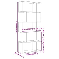 Raumteiler-Bücherregal 5 Etagen Sonoma-Eiche 70x24x161 cm