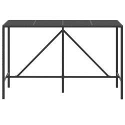 Bartisch mit Glasplatte Schwarz 180x70x110 cm Poly Rattan