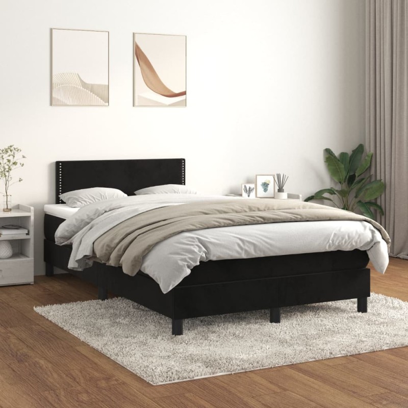 Boxspringbett mit Matratze Schwarz 120x200 cm Samt