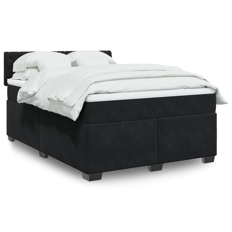 Boxspringbett mit Matratze Schwarz 140x200 cm Samt