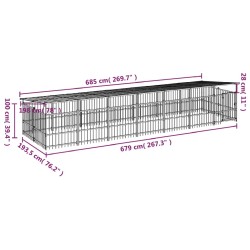 Outdoor-Hundezwinger mit Dach Stahl 13,14 m²