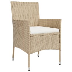 5-tlg. Garten-Bistro-Set mit Kissen Beige Poly Rattan