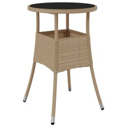 5-tlg. Garten-Bistro-Set mit Kissen Beige Poly Rattan