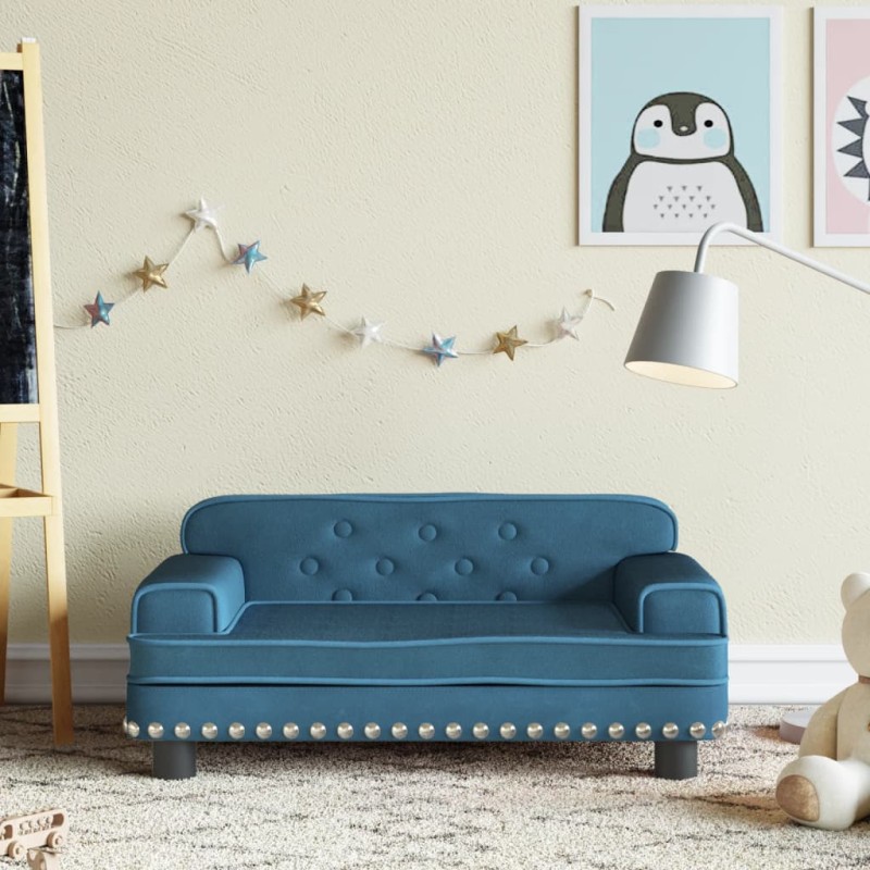 Kindersofa Blau 70x45x30 cm Samt