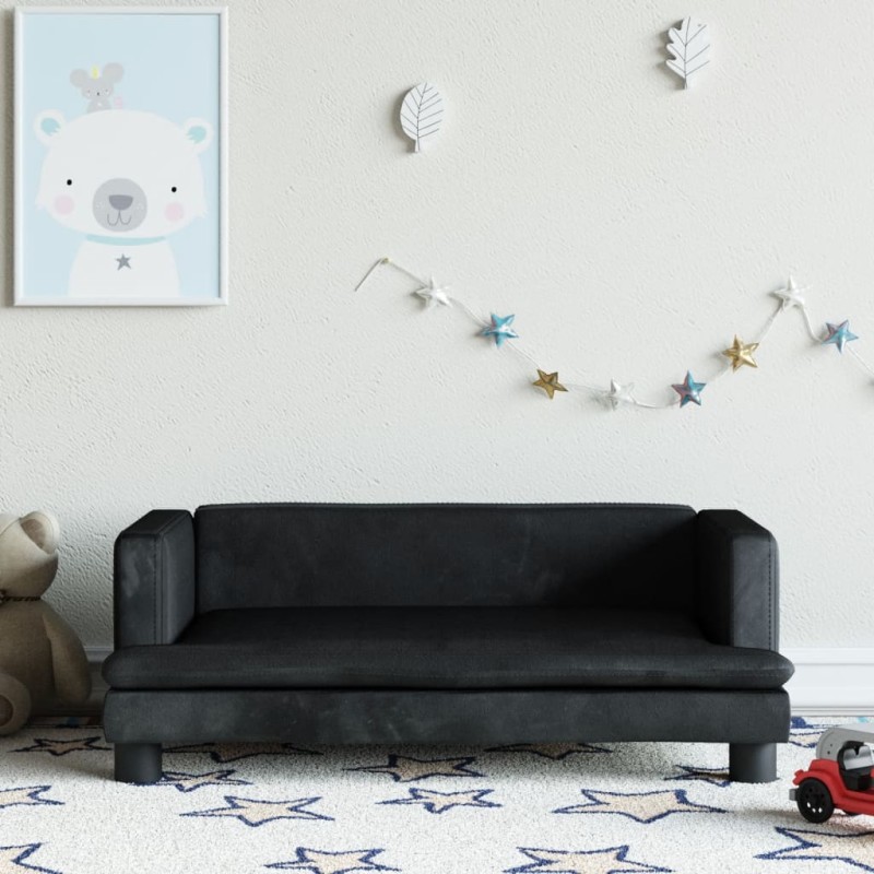 Kindersofa Schwarz 80x45x30 cm Samt