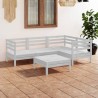 5-tlg. Garten-Lounge-Set Massivholz Kiefer Weiß