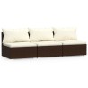 3-Sitzer-Sofa mit Kissen Braun Poly Rattan