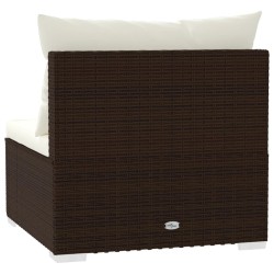 3-Sitzer-Sofa mit Kissen Braun Poly Rattan