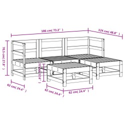 5-tlg. Garten-Lounge-Set Grau Massivholz Kiefer