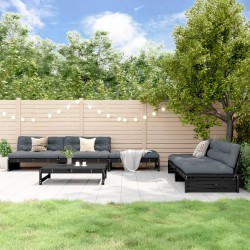 6-tlg. Garten-Lounge-Set Schwarz Massivholz Kiefer