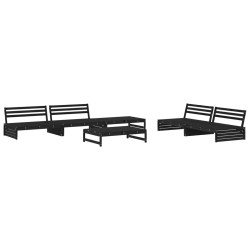 6-tlg. Garten-Lounge-Set Schwarz Massivholz Kiefer