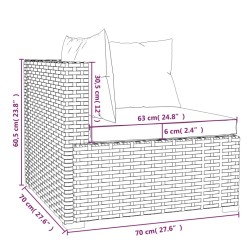 3-tlg. Garten-Lounge-Set mit Kissen Grau Poly Rattan