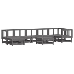 8-tlg. Garten-Lounge-Set Grau Massivholz Kiefer